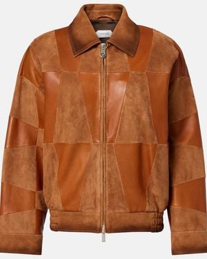 Versace Leather And Suede Blouson Jacket - Brown