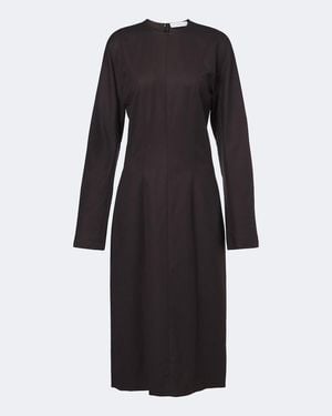 Stella McCartney Pleated Wool Flannel Midi Dress - Black