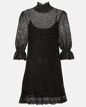 Chloé Ruffled Lame Minidress - Black