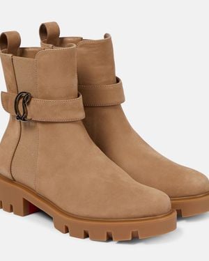 Christian Louboutin Cl Chelsea Suede Ankle Boots - Brown