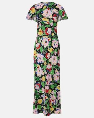 RIXO London Jeannie Floral Silk Maxi Dress - Green
