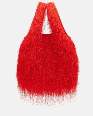 Dries Van Noten Marche Medium Fringed Top-Handle Bag - Red