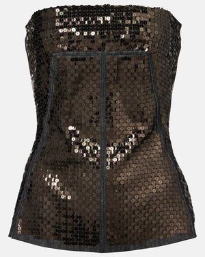 Rick Owens Sequined Denim Bustier Top - Black