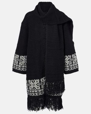 Polo Ralph Lauren Jacquard Wool-Blend Wrap Cardigan - Black