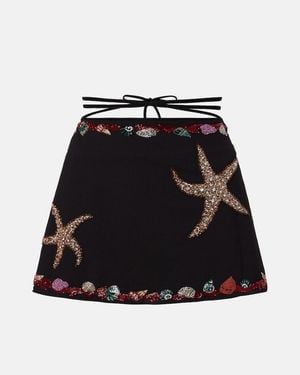 Clio Peppiatt Calypso Beaded Wrap Skirt - Black