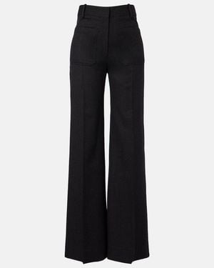 Victoria Beckham Alina Virgin Wool Flared Trousers - Black