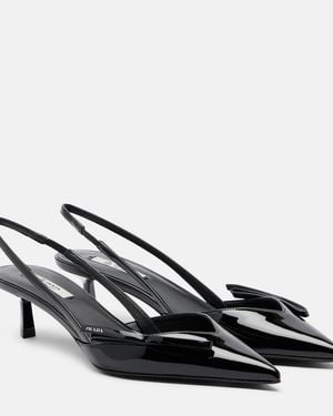 Prada Patent Leather Slingback Court Shoes - Black