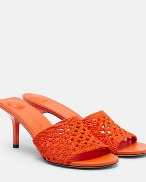 Jacquemus Cubisto Woven Raffia-Effect Mules - Red