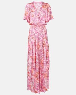 Poupette Mabelle Floral Satin Maxi Dress - Pink