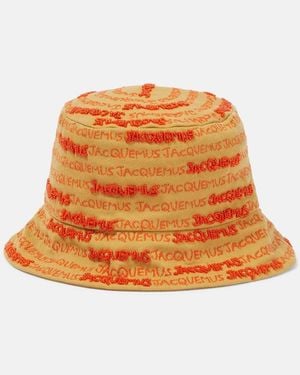 Jacquemus Bordado fischerhut aus besticktem baumwoll-twill - Orange