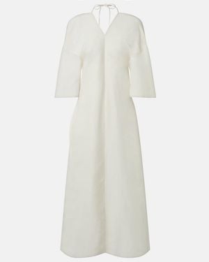 The Row Mia Open-Back Silk Maxi Dress - White
