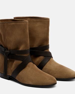 Isabel Marant Rejen Leather-Trimmed Suede Ankle Boots - Brown