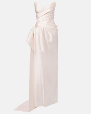 Monique Lhuillier Draped Strapless Mikado Gown - Pink