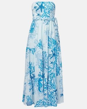Poupette Thelma Printed Cotton Maxi Dress - Blue