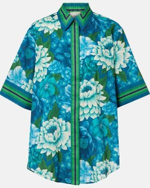 ALÉMAIS Margo Oversized Printed Cotton Shirt - Blue