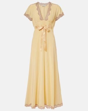 RIXO London Marlice Lace-Trimmed Silk Maxi Dress - Metallic