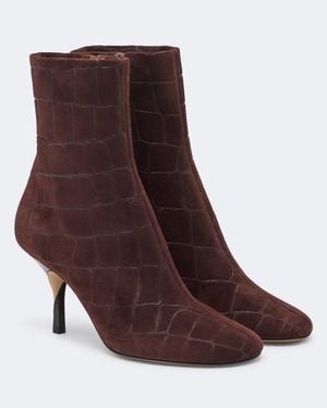 Jacquemus Collant Croc-Effect Suede Ankle Boots - Brown
