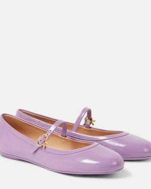 Gianvito Rossi Carla Patent Leather Mary Jane Flats - Purple