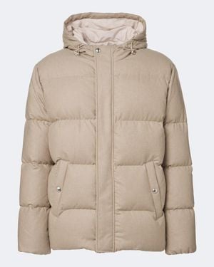 Eleventy Wool, Silk, And Cashmere Puffer Jacket - Natural
