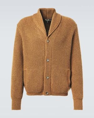 Loro Piana Fobello Ribbed-Knit Cashmere Cardigan - Brown