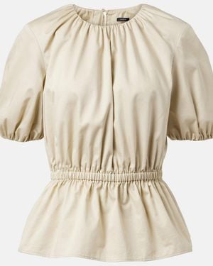 JOSEPH Merlin Peplum Cotton Blouse - Natural