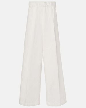 Dries Van Noten High-Rise Cotton Wide-Leg Trousers - White