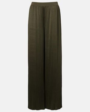 JOSEPH Amber Plisse Satin Wide-Leg Trousers - Green