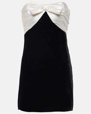 Alessandra Rich Bow-Detail Strapless Velvet Minidress - Black