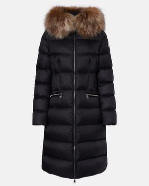 Moncler Boedic Shearling-Trimmed Down Coat - Black