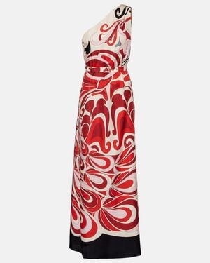 La DoubleJ Silk One-Shoulder Roy Maxi Dress - Red