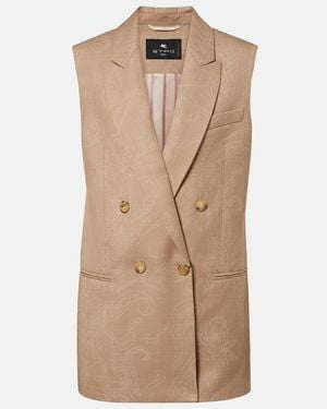 Etro Wool Jacquard Vest - Natural