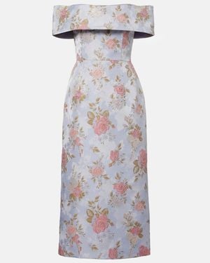 Markarian Gloria Floral Lame Brocade Corset Dress - Metallic