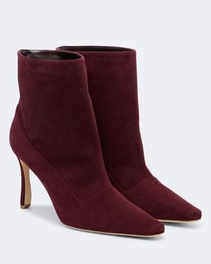 Manolo Blahnik Bottines Gostatu En Daim - Rouge