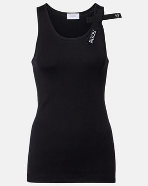 Patou Logo Bow-Detail Cotton Tank Top - Black