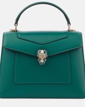 BVLGARI Serpenti Forever Medium Leather Top-Handle Bag - Green