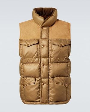RRL Leather-Trimmed Ripstop Puffer Vest - Natural