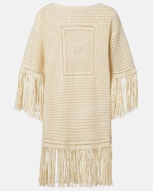 Zimmermann Indra Crochet Fringed Cotton Minidress - Natural