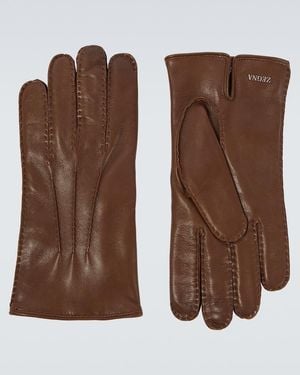 ZEGNA Leather Gloves - Brown