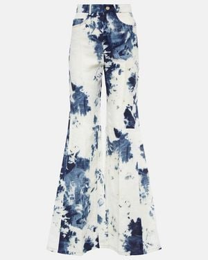 Chloé Chloe Tie-dye Linen Flared Pants - Blue