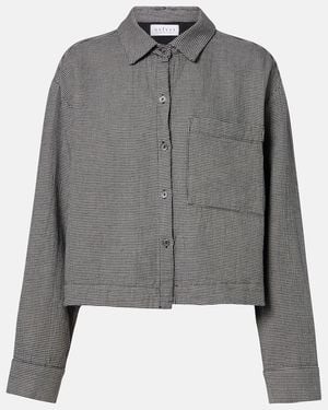 Velvet Adeline Houndstooth Cotton Shirt - Grey