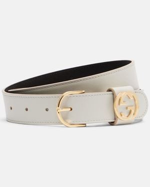 Gucci Guertel Interlocking G Aus Leder - Weiß