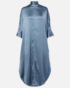 Acne Studios Asymmetric Scarf-Detail Satin Midi Dress - Blue