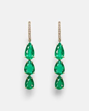 Anita Ko Pendientes Anya De Oro De 18 Ct Con Diamantes Y Esmeraldas - Verde