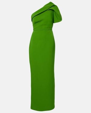 Safiyaa One-Shoulder Crepe Gown - Green