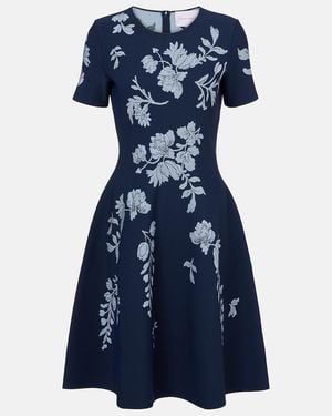 Carolina Herrera Floral Jacquard Midi Dress - Blue