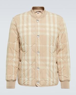 Burberry Checked Quilted Bomber Jacket - Natural
