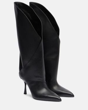 Balmain Twist 95 Leather Knee-High Boots - Black