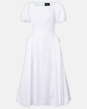 Simone Rocha Puff-Sleeve Cotton Poplin Midi Dress - White