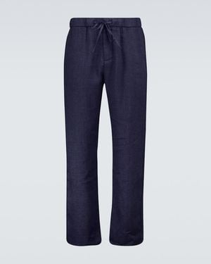 Frescobol Carioca Linen And Cotton Chinos - Blue