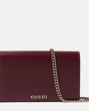 Gucci Cartera Con Cadena Script De Piel - Morado